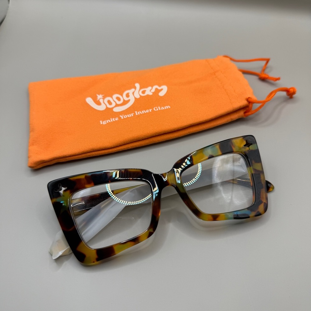 Vooglam Tortoiseshell Square Frame Glasses, No prescription